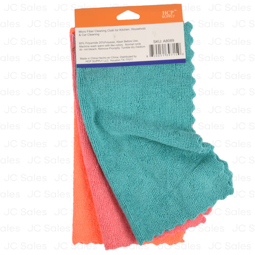 micro fiber cleaning cloth 3 pk a8089 -- 24 per case