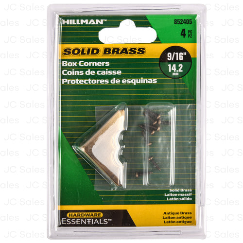 hillman sold brass box corners 9 16 4 pc -- 60 per case