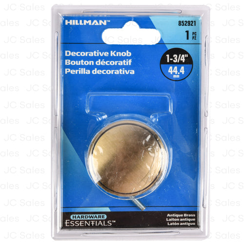 hillman decor knob set antique brass 1 3 4 -- 20 per case