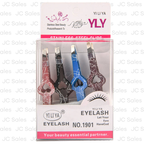 stainless steel eyebrow lash clips asst color -- 12 per box