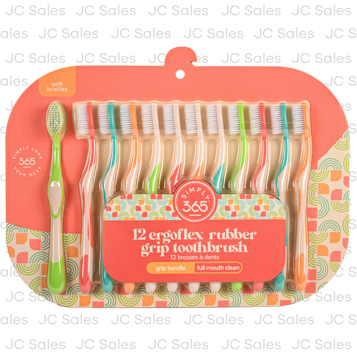 simply365 pink ergoflex rubber grip toothbrush 12 pc -- 12 per box