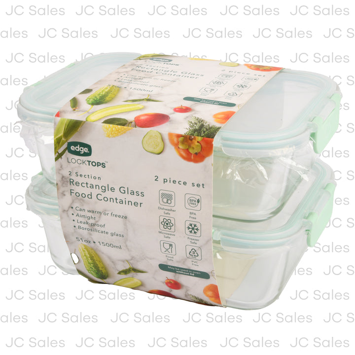 2set glass food container 51 oz lock tops -- 6 per case