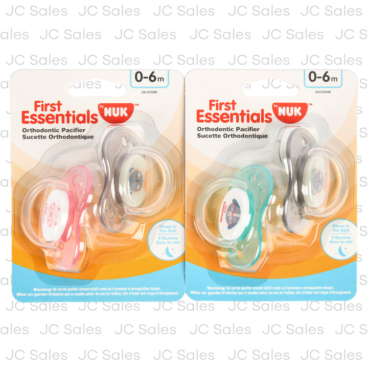 first essentials pacifiers asst col 0-6 mo 2 pk -- 18 per case