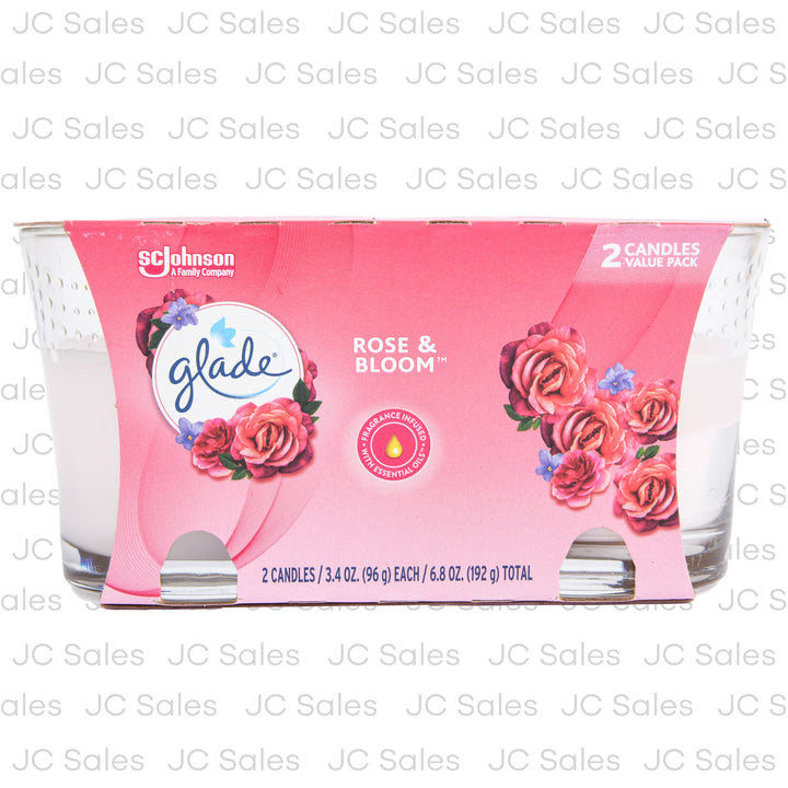 glade candle rose bloom 3.4 oz 2 ct -- 3 per case