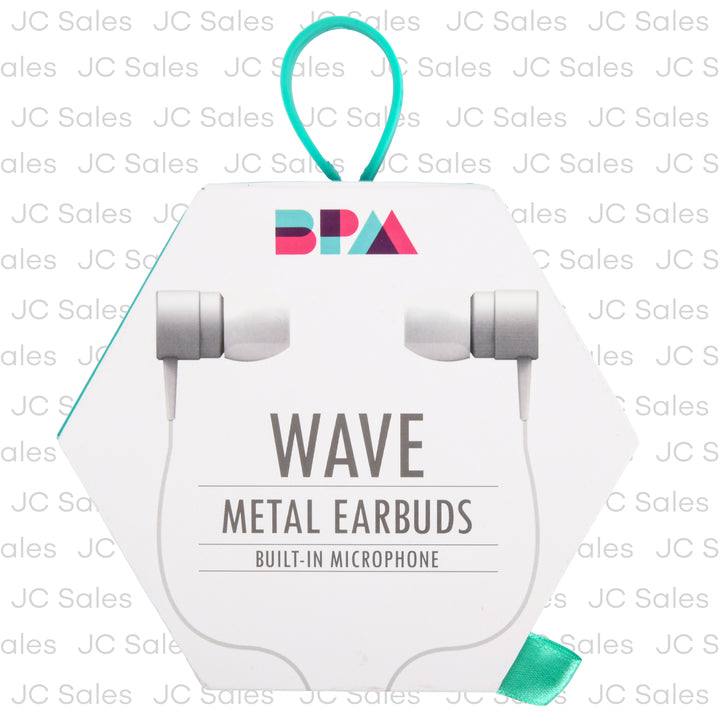 wave metal earbuds white -- 4 per box