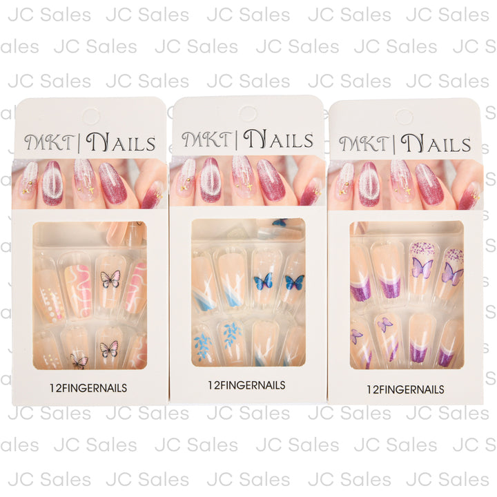 mkt fingernails butterfly asst color 12 pc -- 12 per box
