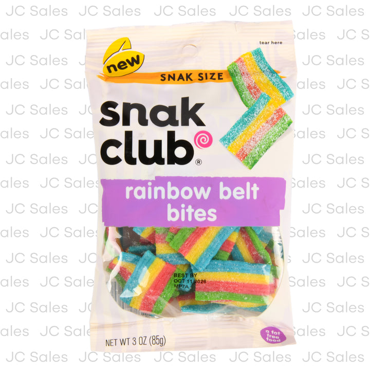 snack club gummy rainbow belt bites 3 oz -- 12 per case
