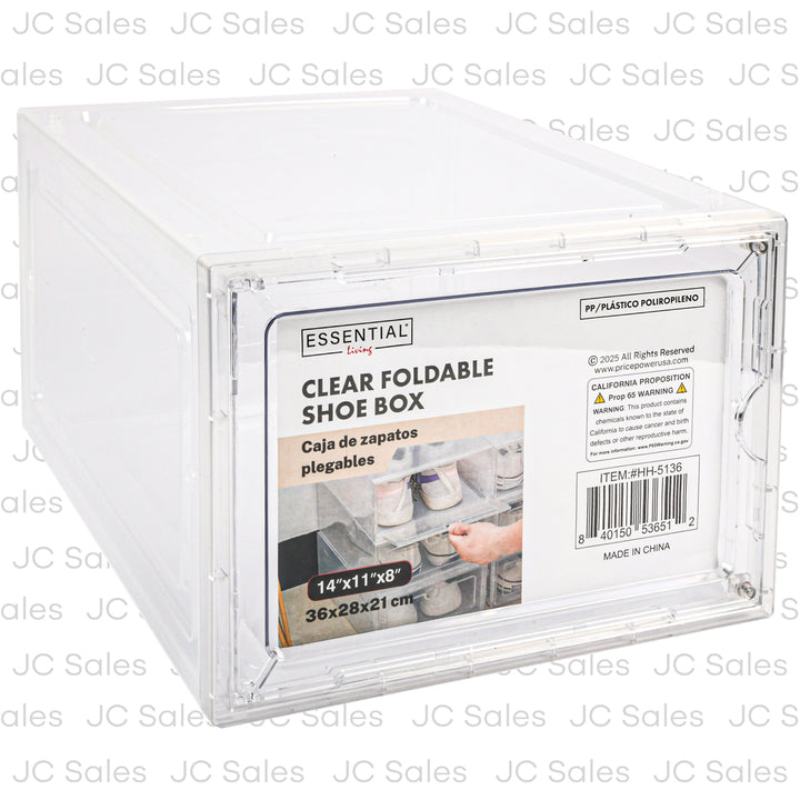 foldable clear shoe box 14 x11 x8 hh-5136 -- 12 per case