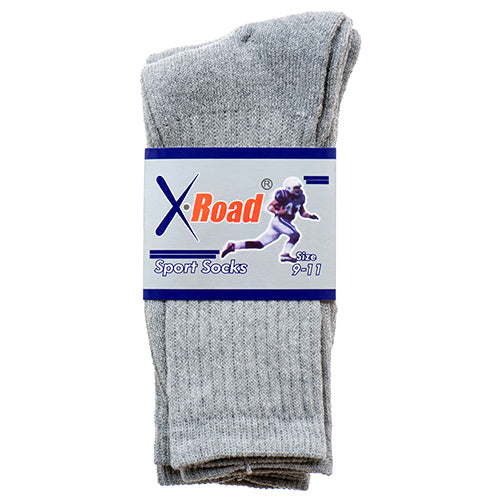 sport socks for men - 2 pairs - all gray - 9-11  -- 6 per box