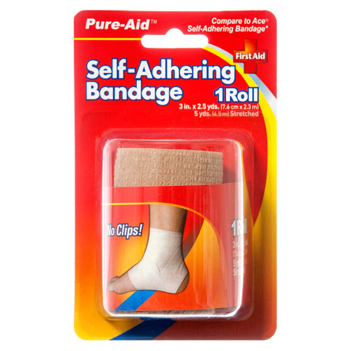#pure-aid self adhering bandage - 3in x 2.5yd - bulk 24/case -- 24 per case