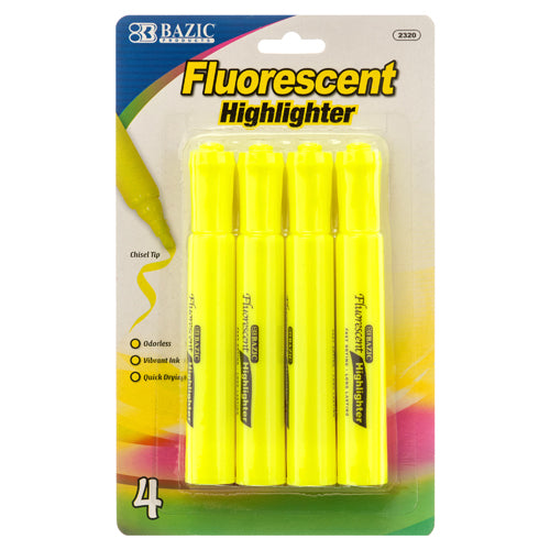 #bazic highlighter 3pc yellow - bulk  -- 24 per box
