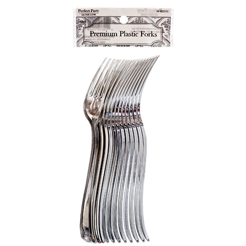 silver plastic cutlery forks - 12ct -- 24 per box