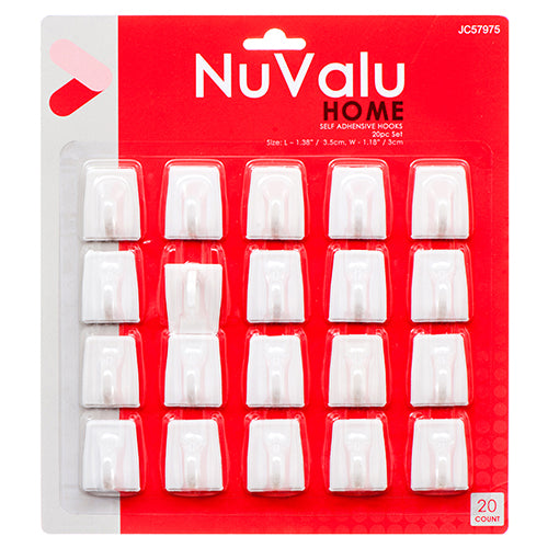 nuvalu self adhesive hooks - 20 pack -- 24 per box