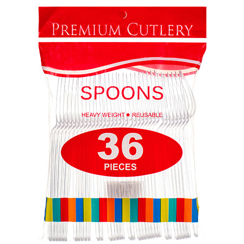 plastic spoons - - clear -- 36 per case