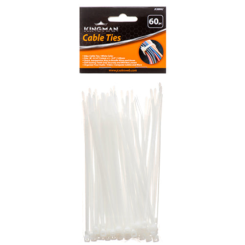 kingman cable ties 5.9x0.1 - 40lbs - white -- 24 per box