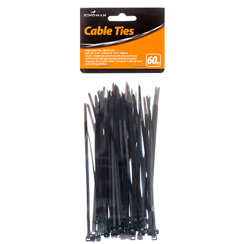 kingman cable ties - 60ct 5.9 x 3.6mm - black -- 24 per box