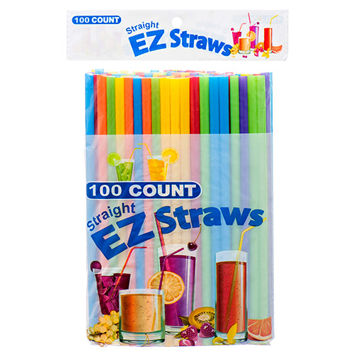 straw plastic 100ct asst clr -- 48 per box