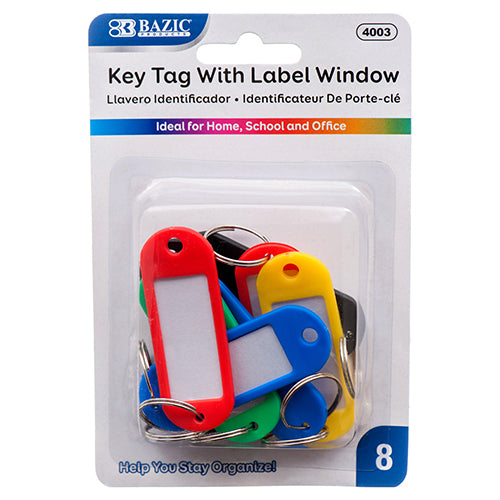 bulk key tags with label window - 8 ct  -- 24 per box
