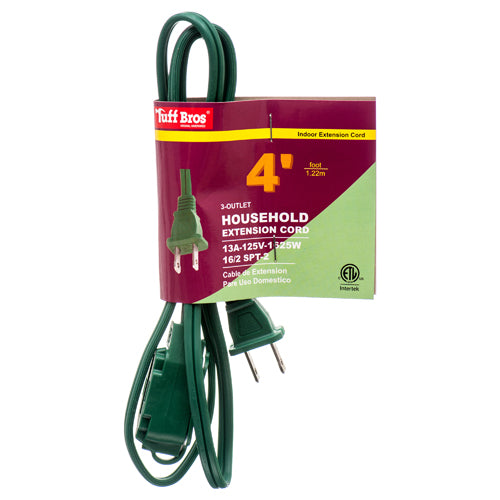 4ft green extension cord - etl certified -- 25 per box