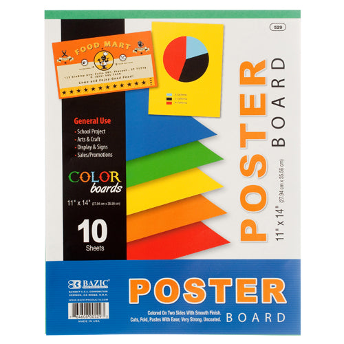 bazic poster board 11x14 - assorted colors -- 48 per case