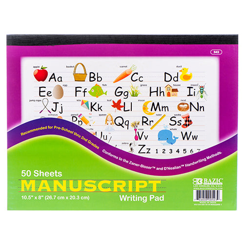 writing pad manuscript 50 sheets - 10.5 in x 8 in -- 48 per case