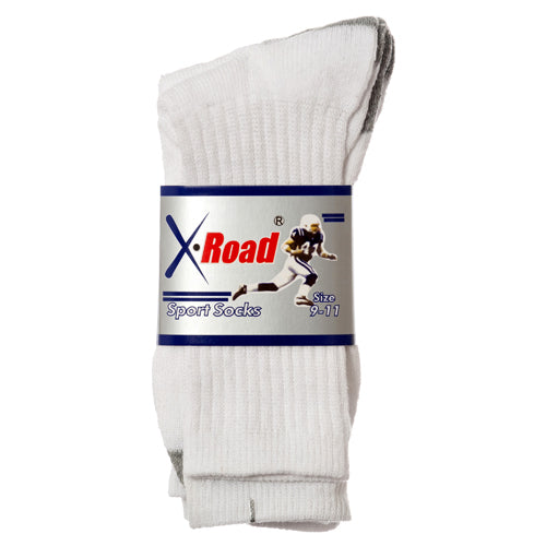 new arrivals sport socks - men's 2-pair crew white h/t gray 9-11 - 120 pack -- 6 per box