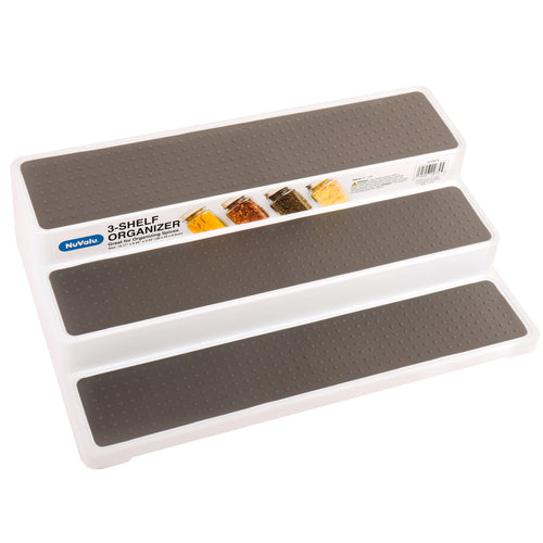 nuvalu 3-tier non-skid spice rack - grey -- 12 per case