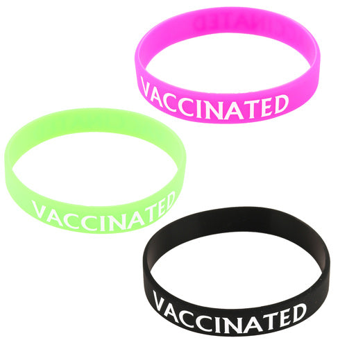 silicone wristbands - vaccinated assortment -- 24 per case