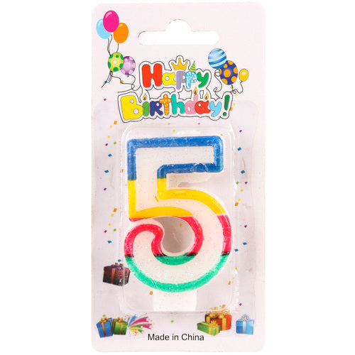 number 5 birthday candles - party supplies -- 12 per box
