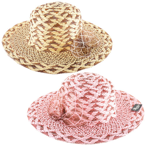 summer hat w mesh flower asst color -- 12 per box