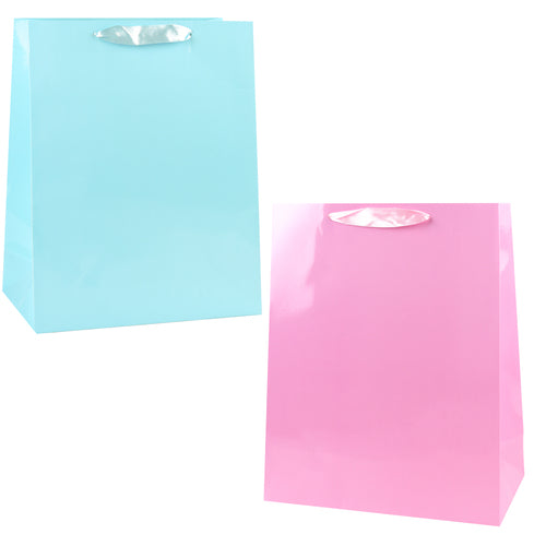 bulk gift bags - plain assorted colors -- 12 per box