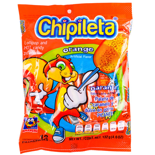 chipileta orange lollipops with spicy powder - 24 count - 4.6 oz -- 24 per case