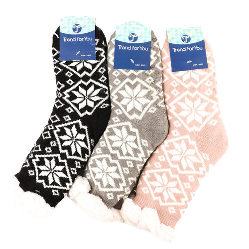 women's thermal socks - snowflake design -- 12 per box