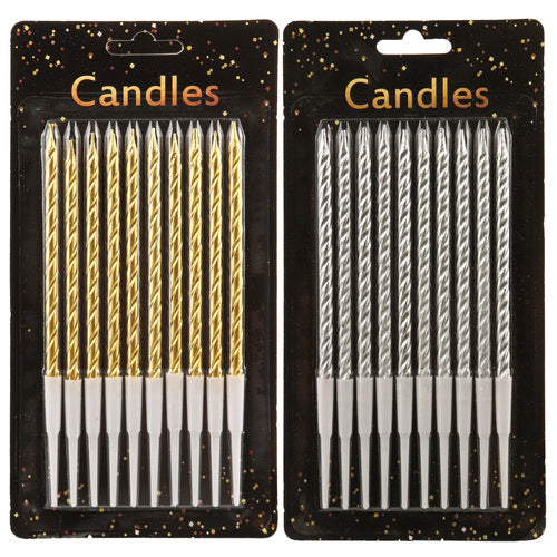 gold & silver birthday candles - 10 pcs -- 24 per box