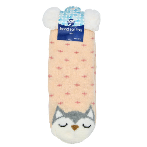 animal face thermal socks - girls - -- 12 per box