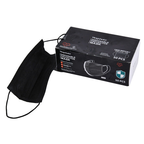 disposable face mask black w black filter 50ct -- 40 per case