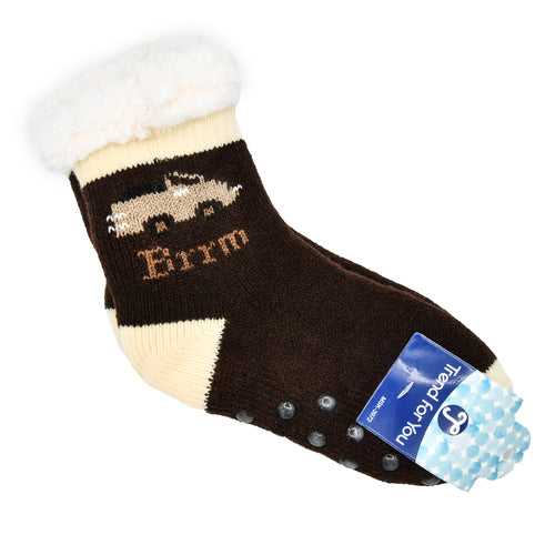 boys thermal socks - car design - assorted colors -- 12 per box