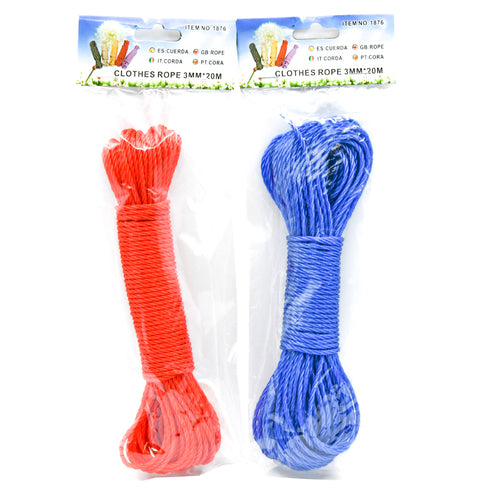 3mm*20m rope clothes - assorted colors -- 12 per box