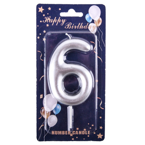 assorted color number 6 birthday candles -- 12 per box
