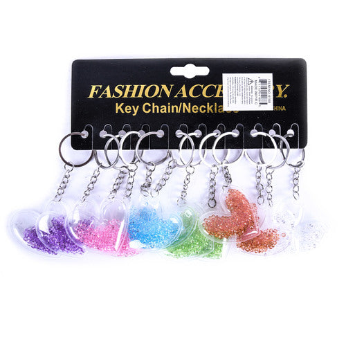 keychains with crystal design - heart shaped -- 12 per box