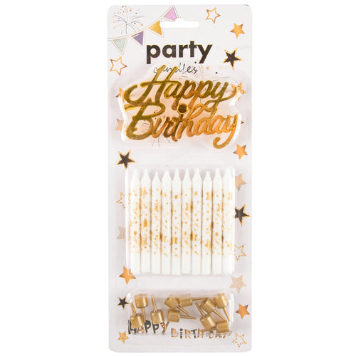 happy birthday candles - gold & silver - aa pack -- 24 per box