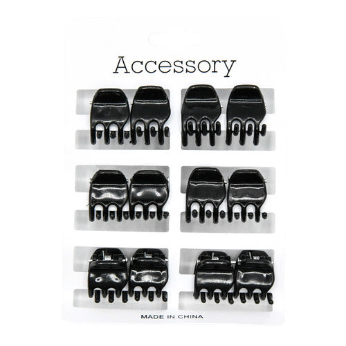hair jaw clips - black -- 12 per box