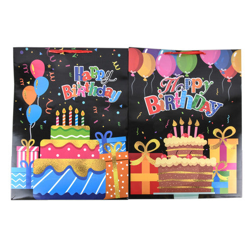 jumbo gift bags - happy birthday - assorted designs -- 12 per box