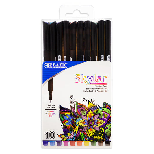 10 color skylar 0.4 mm fineliner pen -- 12 per box