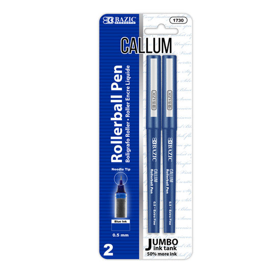 callum blue jumbo ink tank needle- tip rollerball pen 2 pack -- 24 per box