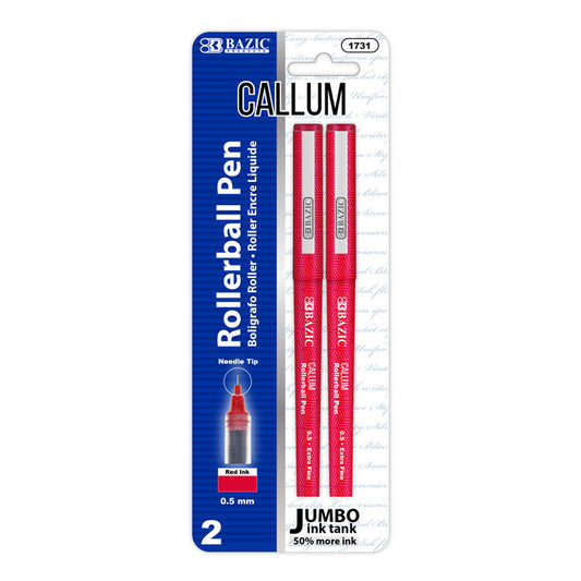 callum red jumbo ink tank needle- tip rollerball pen 2 pack -- 24 per box