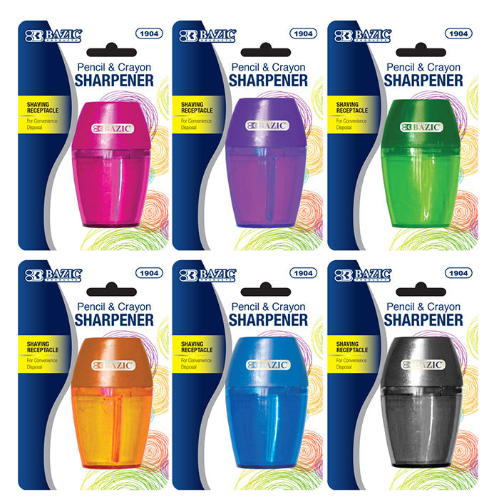bazic single hole sharpener w/ receptacle - bulk -- 24 per box