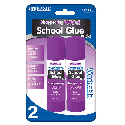 0.7 oz (21g) washable glue stick - purple - pack of 2  -- 24 per box