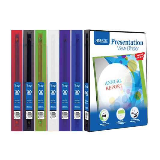 1/2 inch poly 3-ring presentation view binder with pocket -- 48 per case