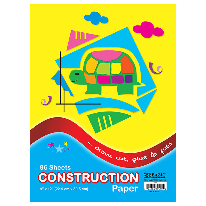 bazic 9x12 construction paper - 96 sheets -- 24 per case